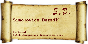 Simonovics Dezső névjegykártya